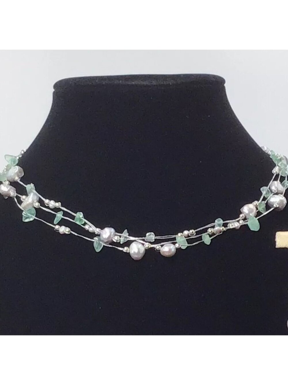 Sterling Silver Threaded 3 Strand Necklace Freshwater Pearl  18” New